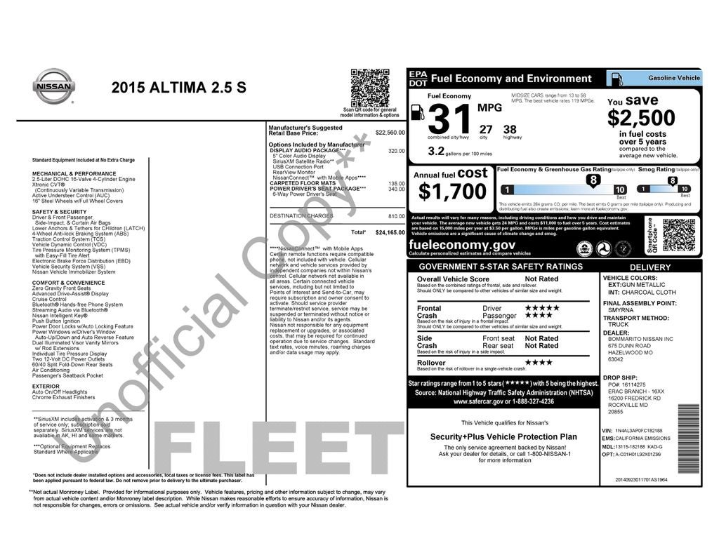 2015 Nissan Altima 2.5 S