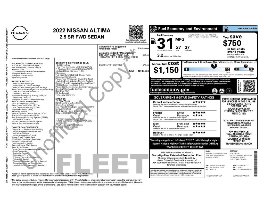 2022 Nissan Altima 2.5 SR Certified Select