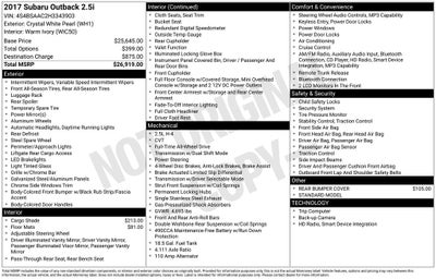 2017 Subaru Outback 2.5i