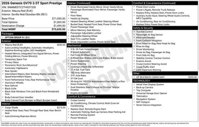 2026 Genesis GV70 3.5T Sport Prestige