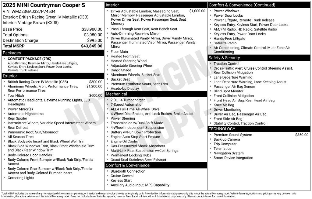 2025 MINI Cooper S Countryman Base