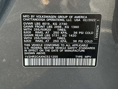 2022 Volkswagen Atlas 3.6L V6 SE w/Technology