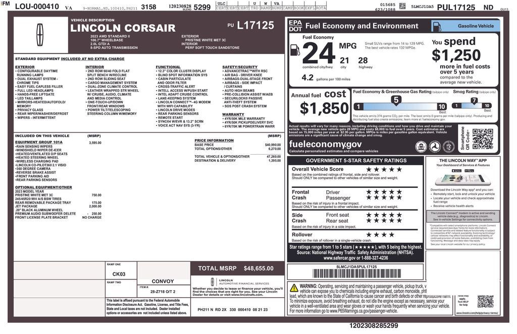 2023 Lincoln Corsair Standard