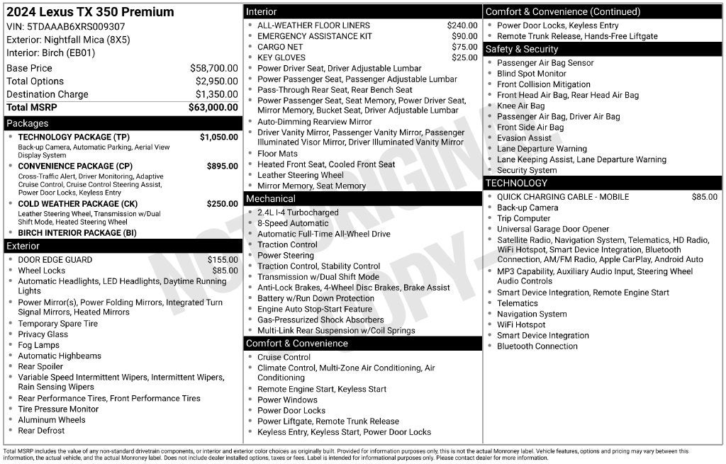2024 Lexus TX 350 Premium
