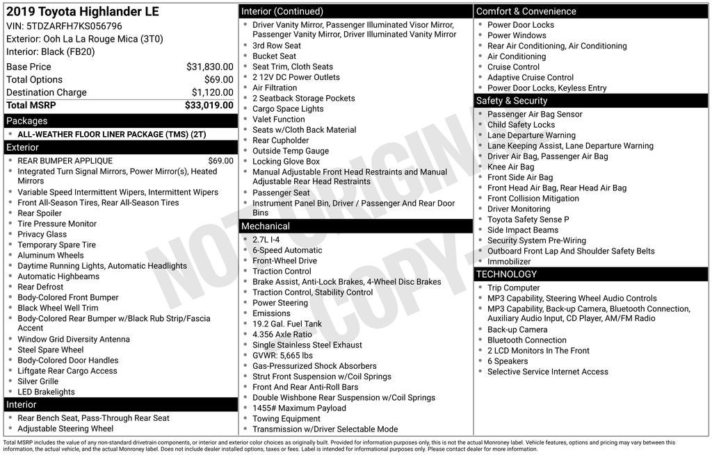 2019 Toyota Highlander LE