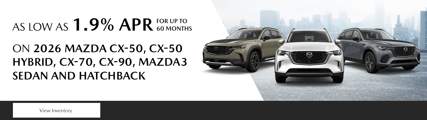 As low as 1.9% APR for up to 60 MONTHS on 2026 Mazda CX-50,